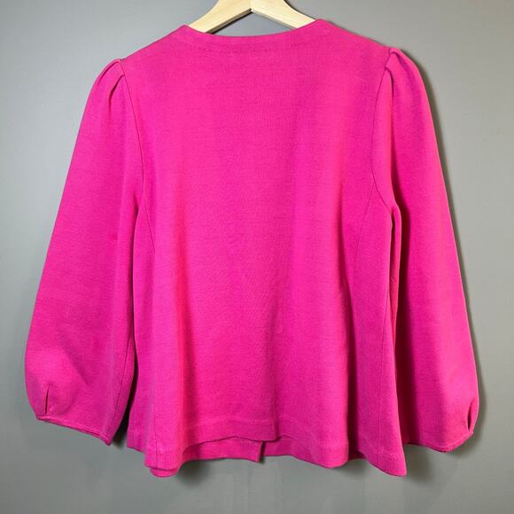 Anne Klein Pink Jacket with Large Buttons and Puff Sleeves Size Large Lagenlook - Picture 2 of 6